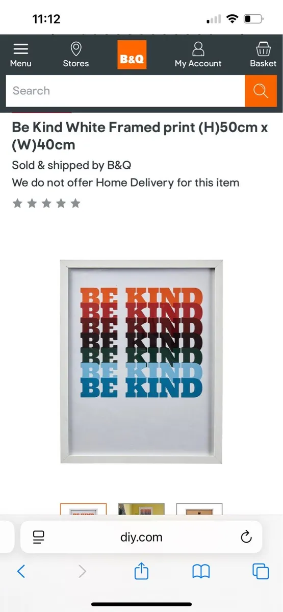 White BE KIND framed wall art - Image 1