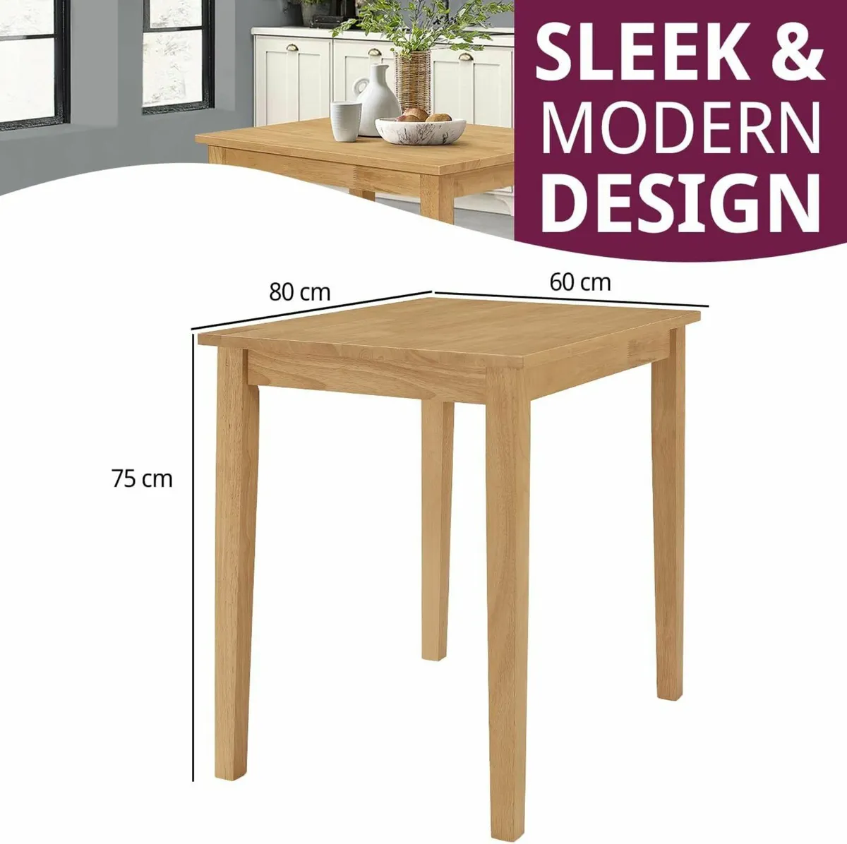Light Oak Kitchen Table Wooden Offices Cafe (80cm) - Image 3