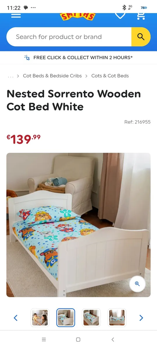 Cot Bed White - Image 2