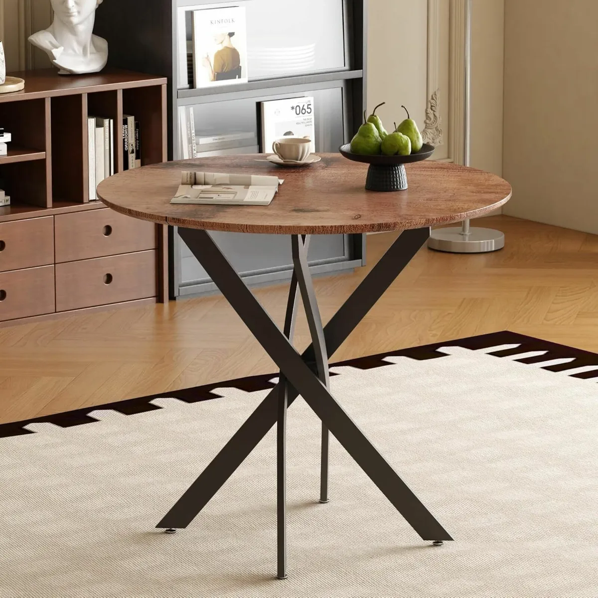 Round Dining Table for 2, 80cm Retro Kitchen Table - Image 1