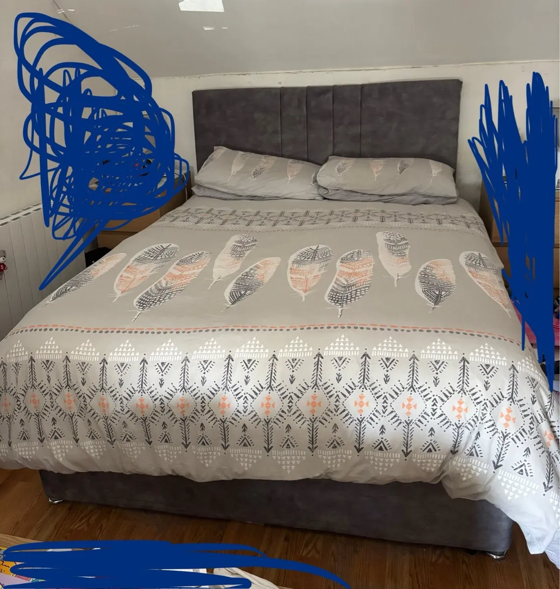 King Size Velvet Divan Base & Headboard