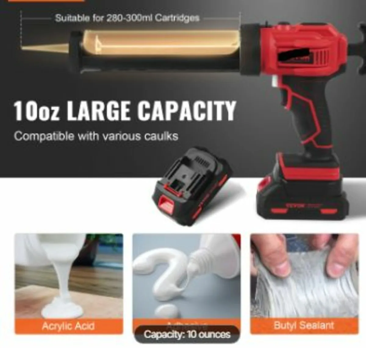 20V Cordless Electric Caulking Gun 10oz/300ml - Image 2