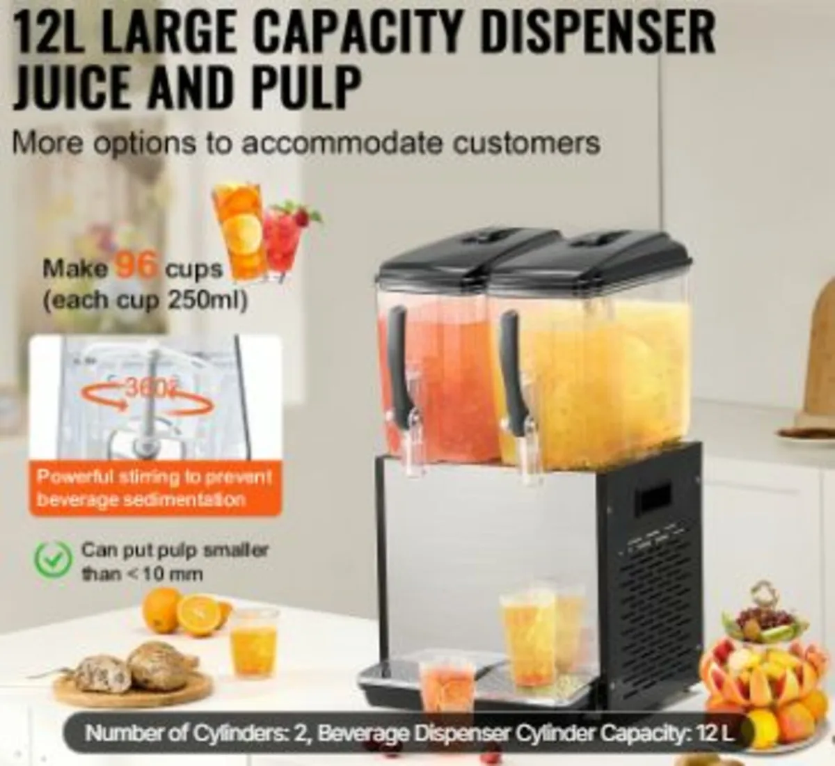 Commercial Beverage Dispenser 12L x 2 Tanks Cold - Image 2