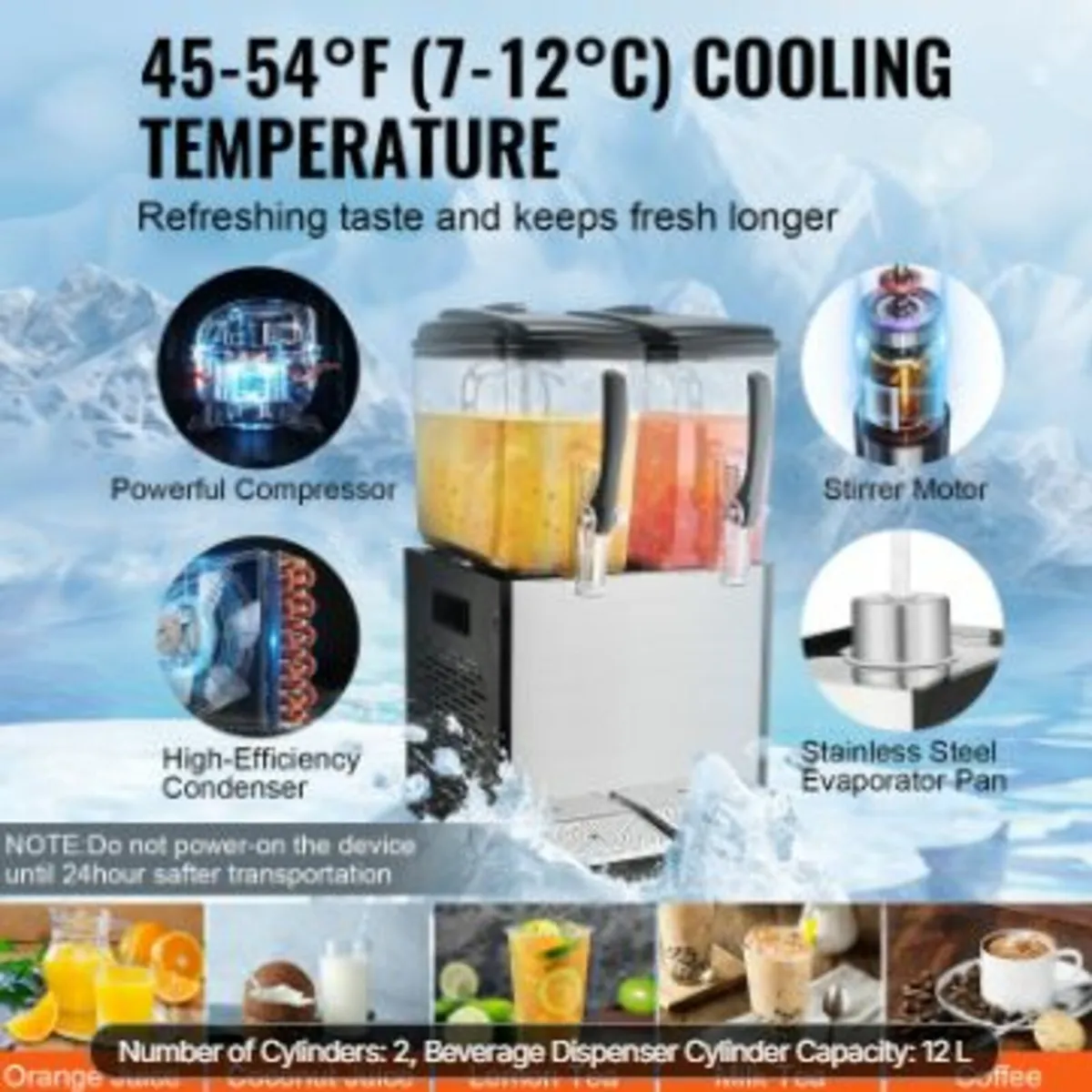 Commercial Beverage Dispenser 12L x 2 Tanks Cold - Image 3