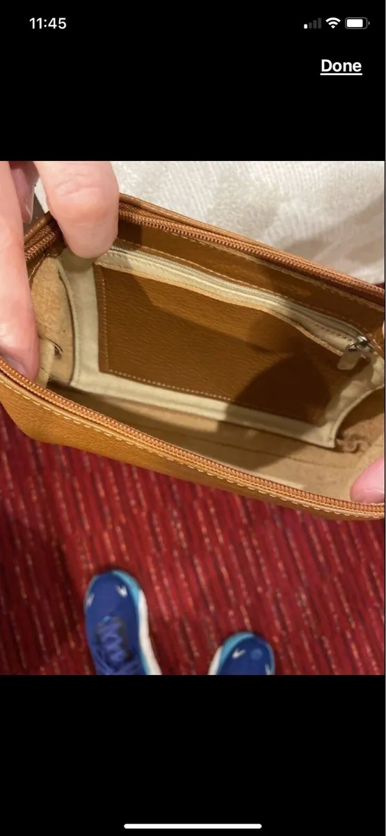 Leather Tan cross over bag - Image 4