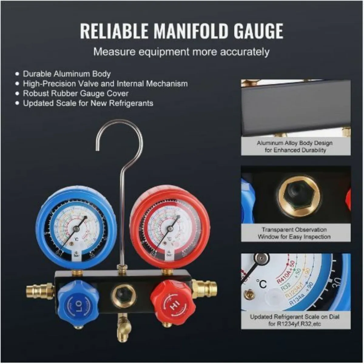 1/4 HP 4 CFM AC Vacuum Pump and Gauge Set - Image 4
