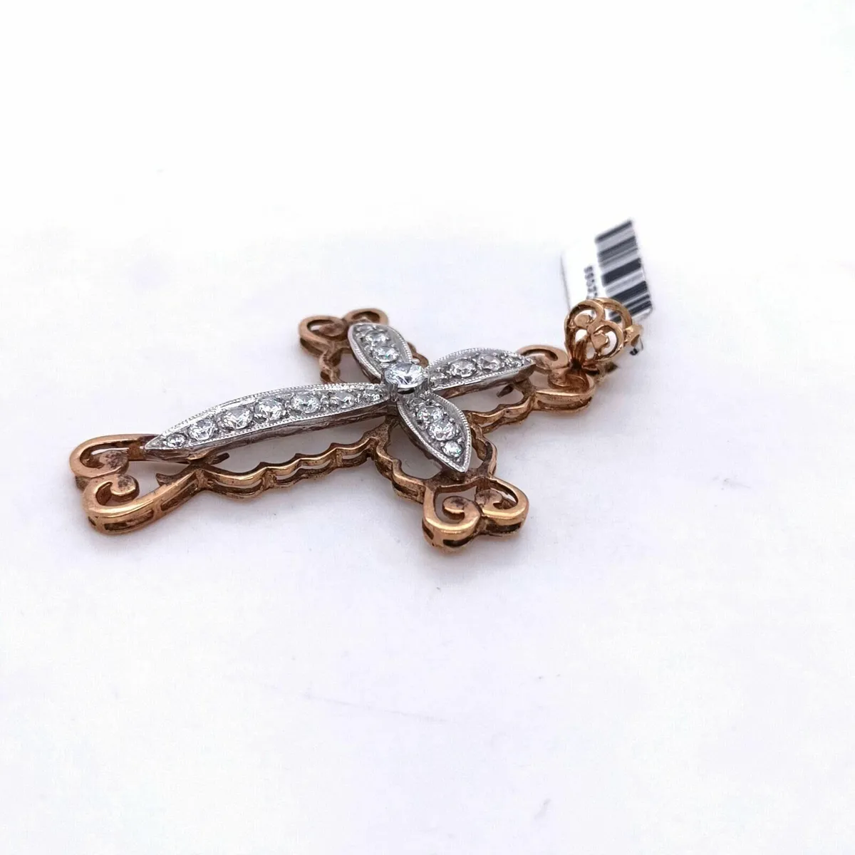 Large Fancy Cross 9k Gold & Zirconias - Image 3