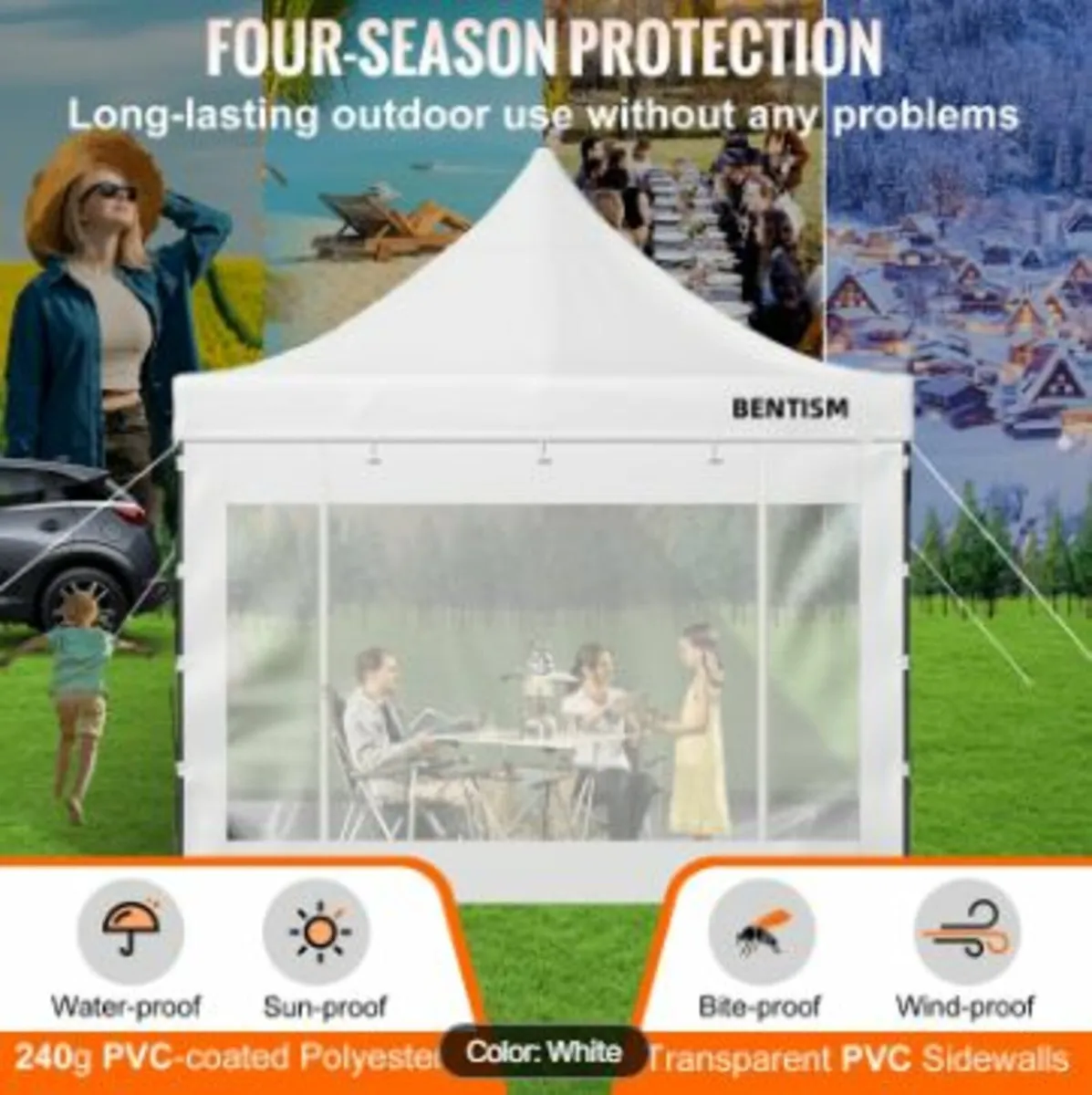 10 x 10 FT Pop Up Canopy Tent, Outdoor Patio Gazeb - Image 3