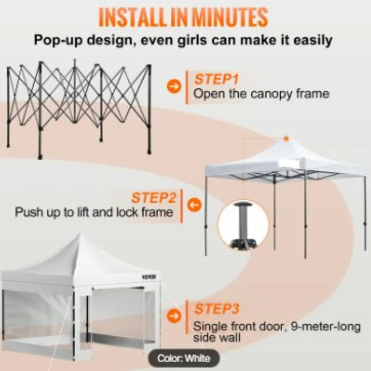 10 x 10 FT Pop Up Canopy Tent, Outdoor Patio Gazeb - Image 4
