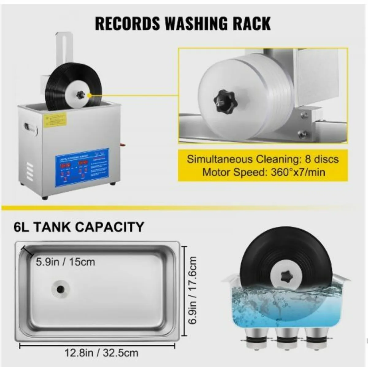 Ultrasonic Cleaner 6L Ultrasonic Vinyl Cleaner 7-1 - Image 4