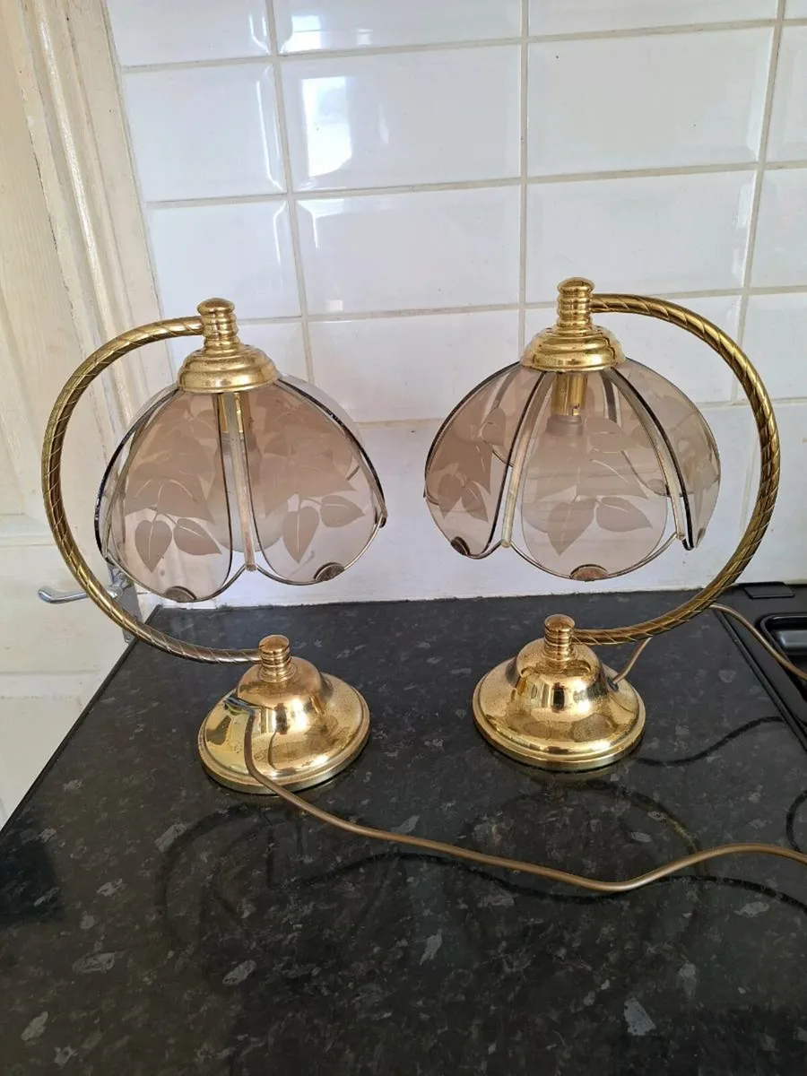 Pair of vintage brass table lamps - Image 2