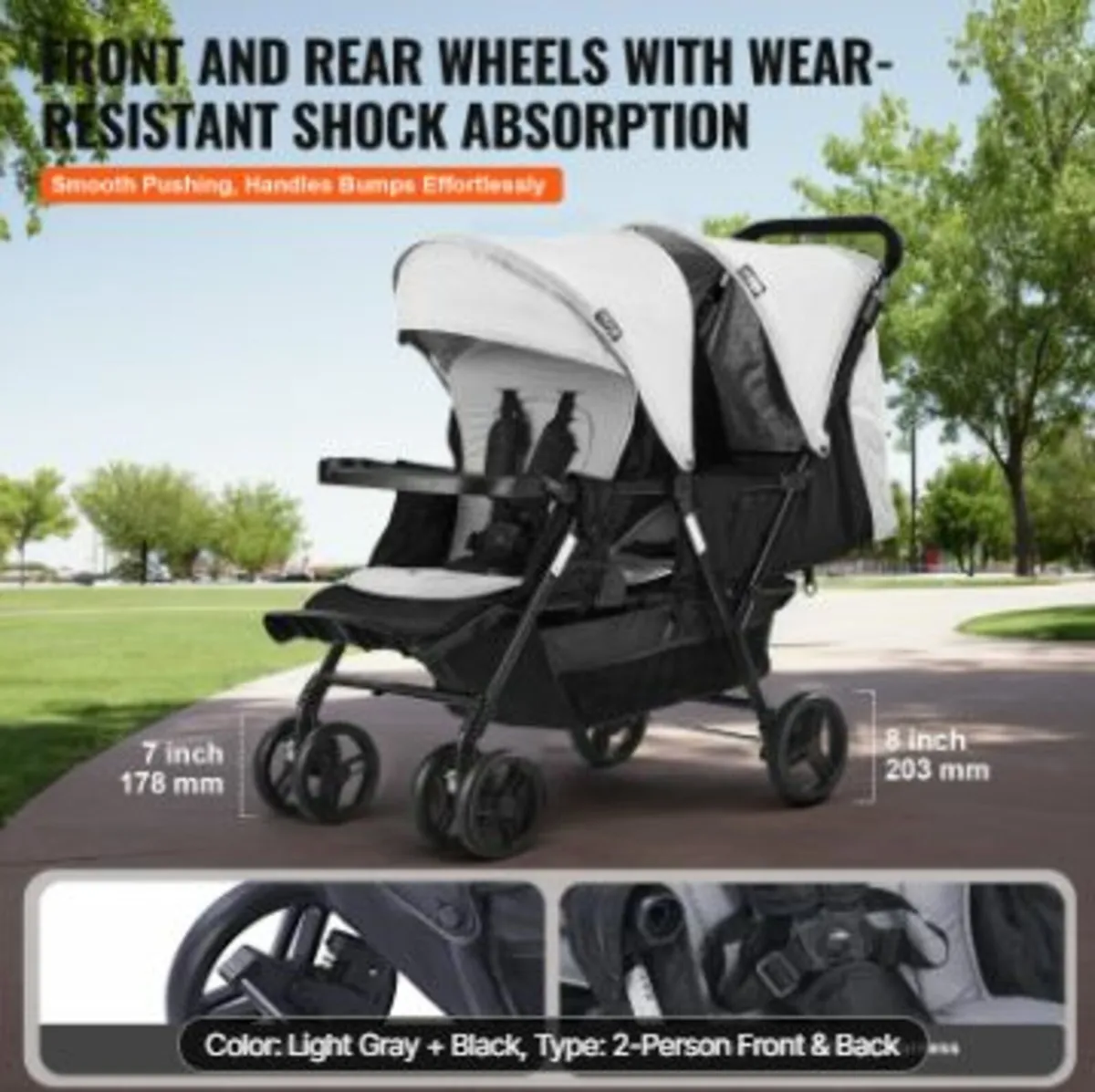 Double Stroller Foldable Lightweight Twin Tandem - Image 4