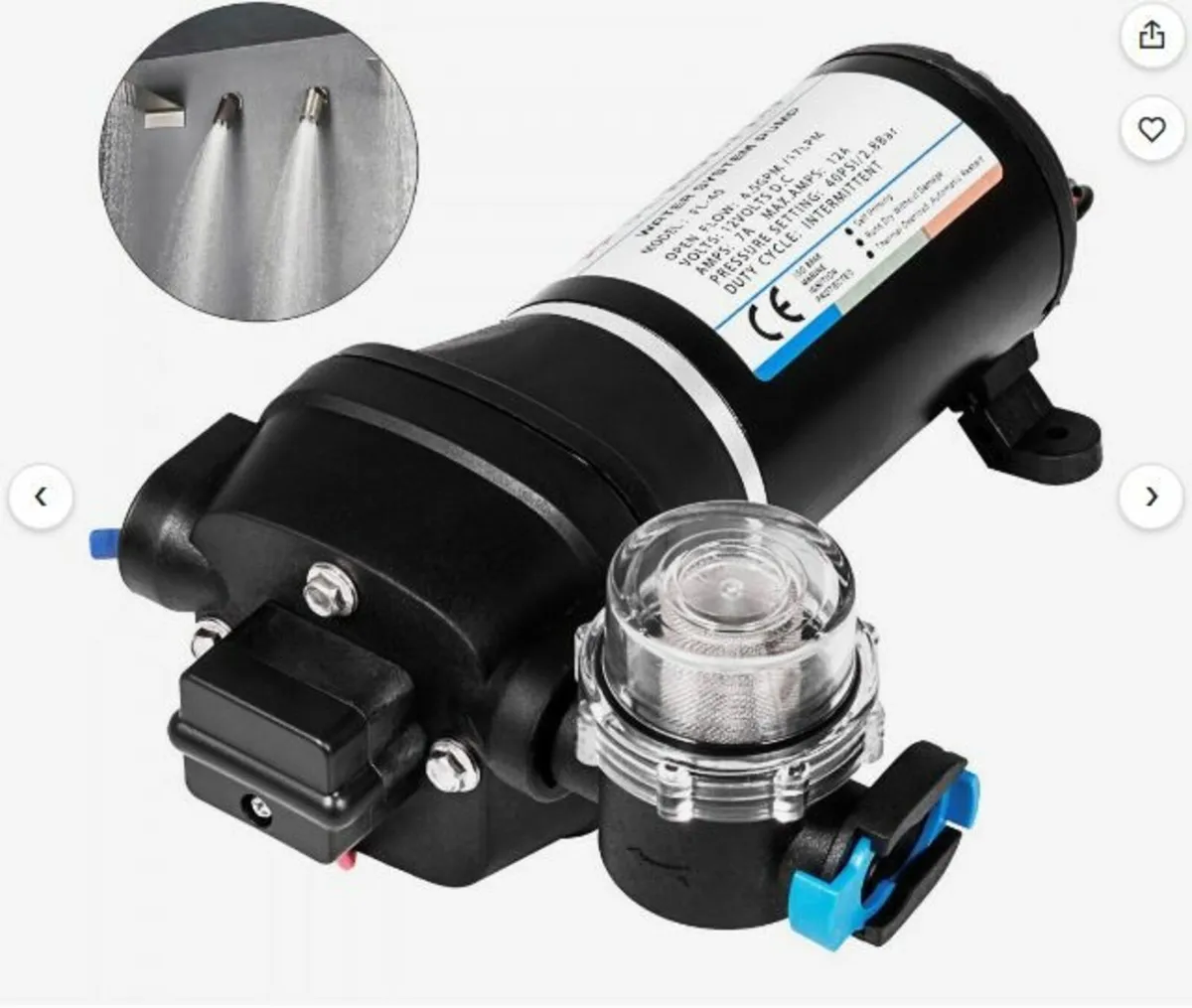 Water Pressure Diaphragm Pump, 12V - Image 1