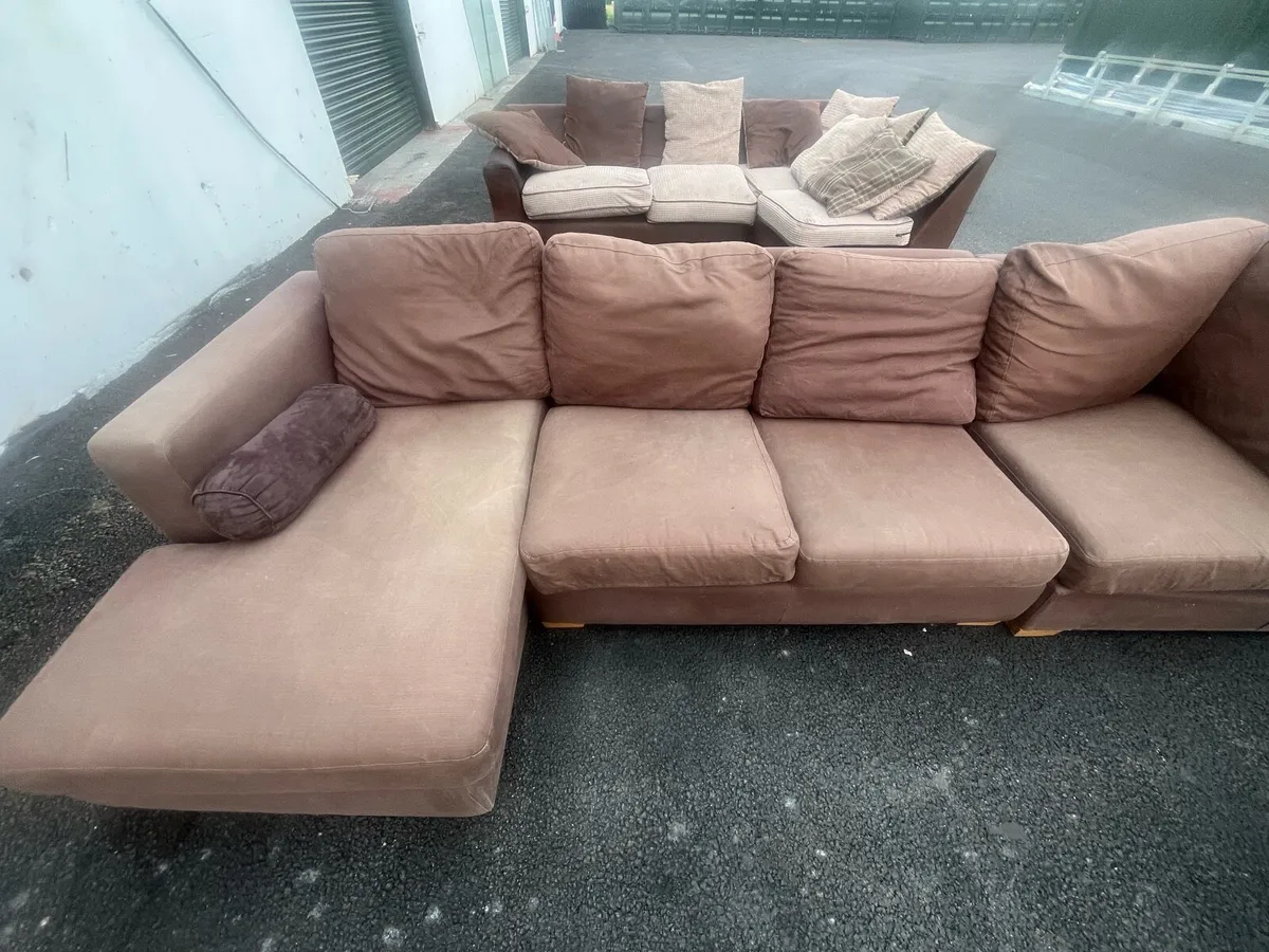 Brown corner sofa set delivery available - Image 1