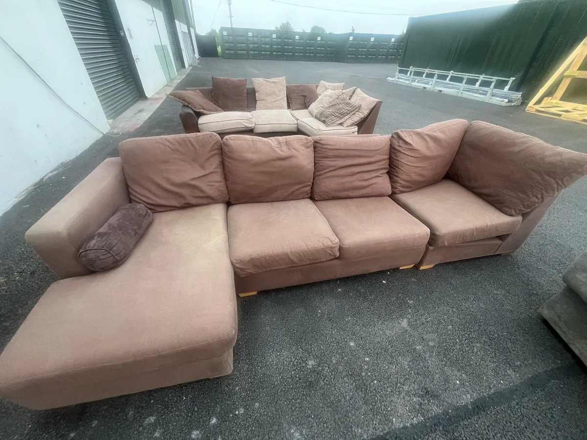 Brown corner sofa set delivery available - Image 2