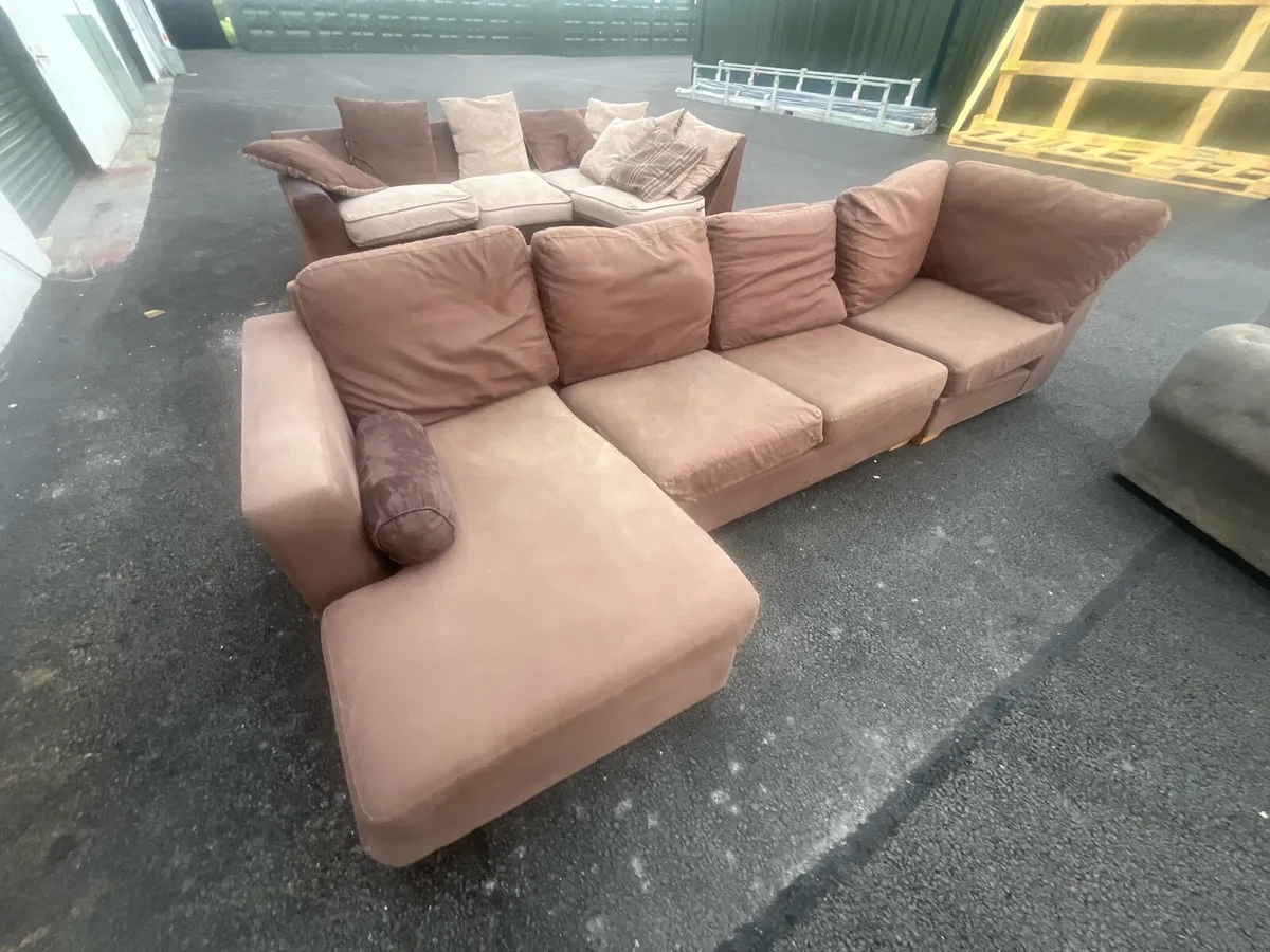 Brown corner sofa set delivery available - Image 4