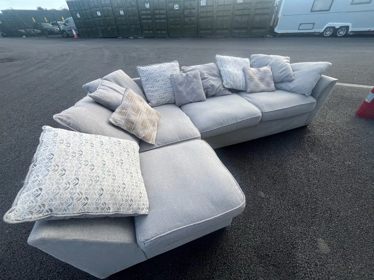 Large grey corner sofa set couch furniture - Image 4