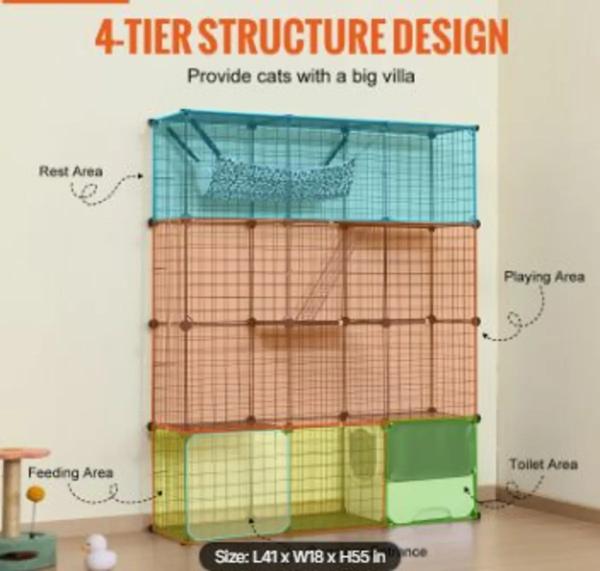 Large 4-tier Cat Cage 41 x 14 x 55 - Image 2