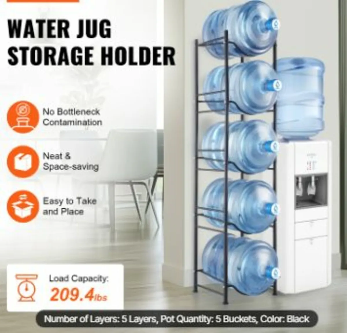 5 Tiers Water Jug Holder Single Row Water Bottle R - Image 2
