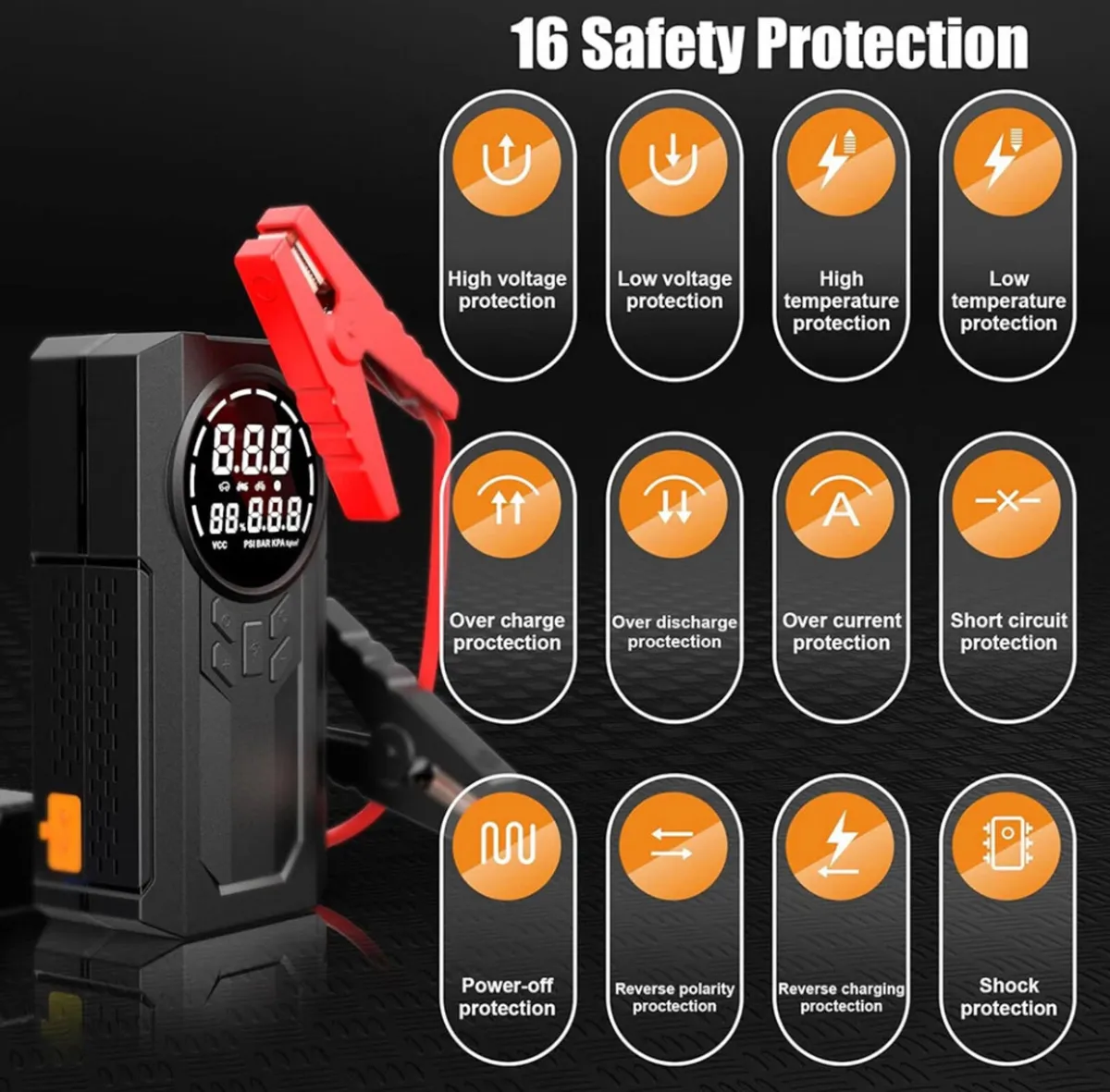 Portable Car Battery Jump Starter + Tyre Inflator - Image 3