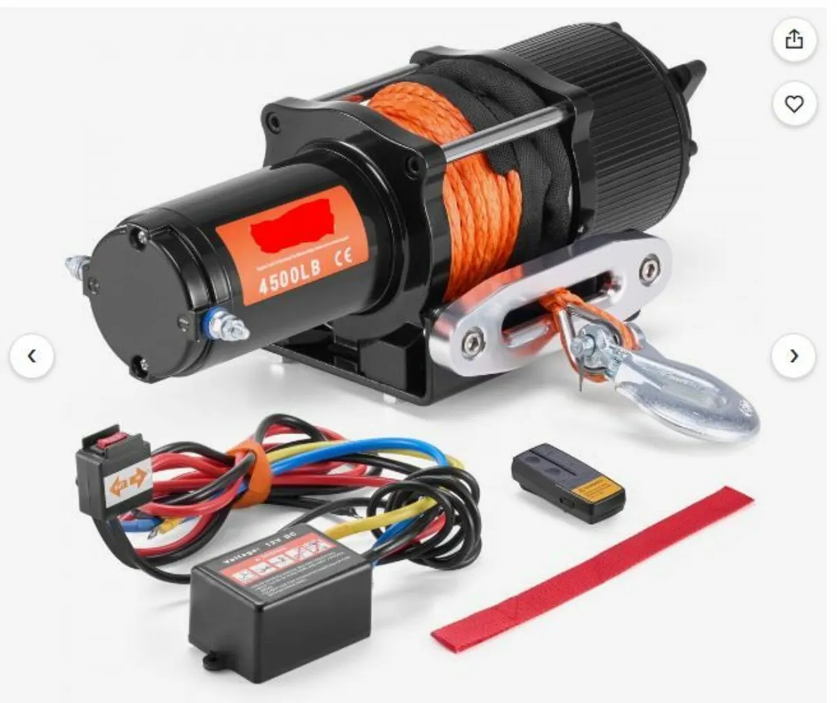 Electric Winch ATV UTV 4500 lb Synthetic Rope - Image 1