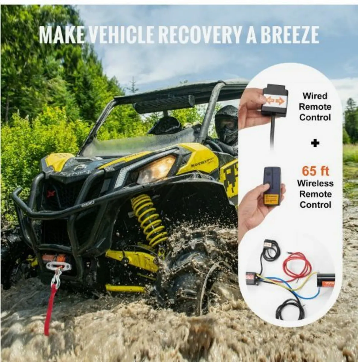 Electric Winch ATV UTV 4500 lb Synthetic Rope - Image 2