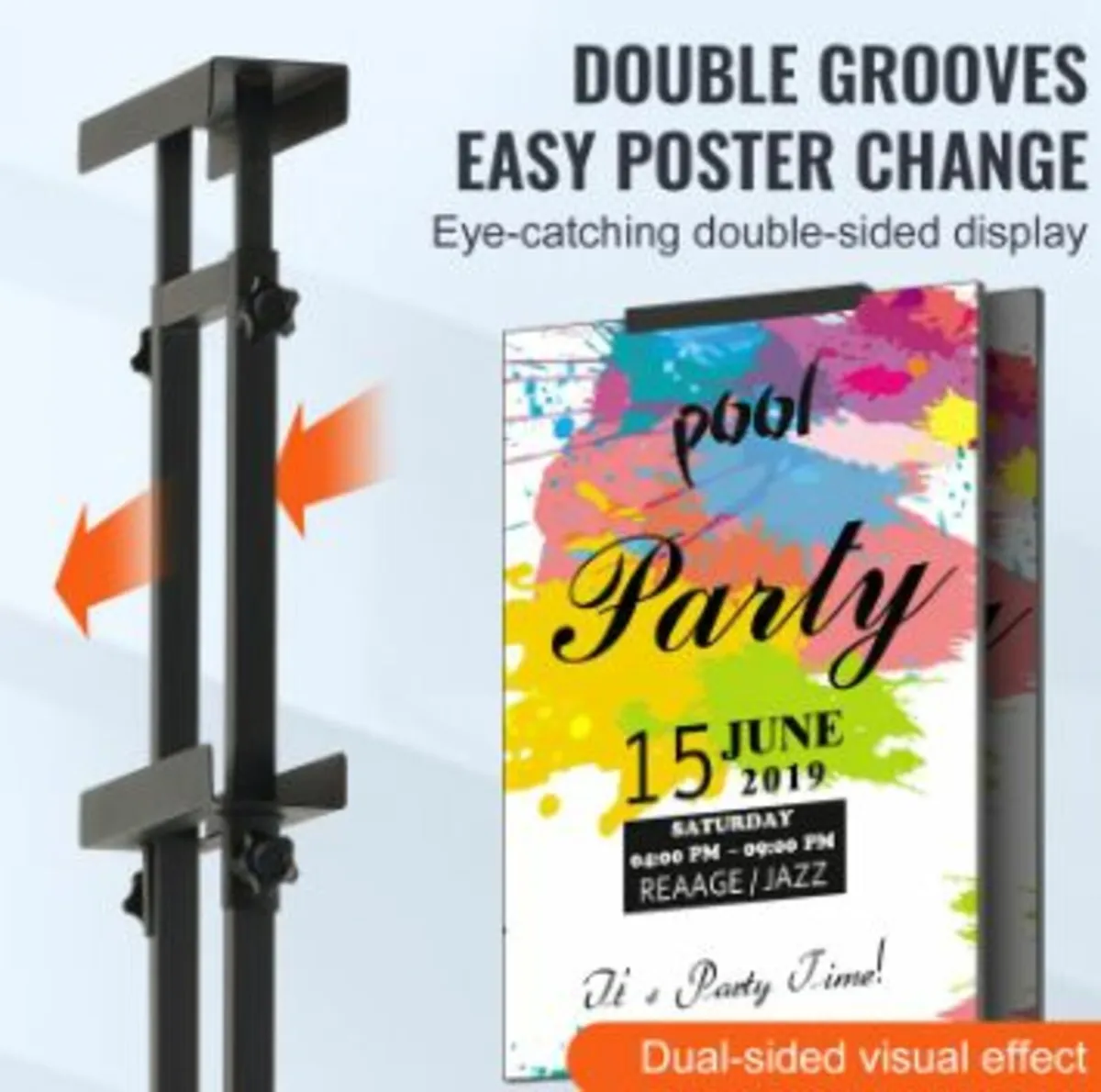 Poster Stand, Adjustable Height Up to 75", Double- - Image 3