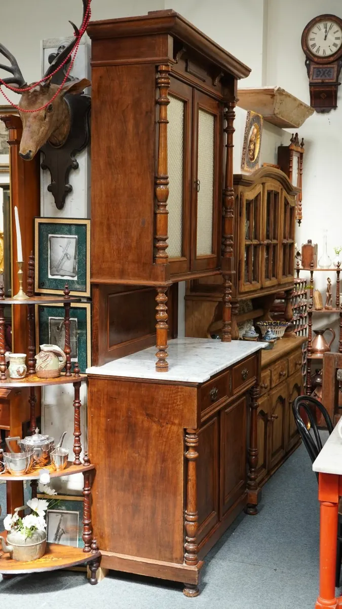 🇪🇸 Antique Spanish Kitchen Cabinet with Marble T - Image 1