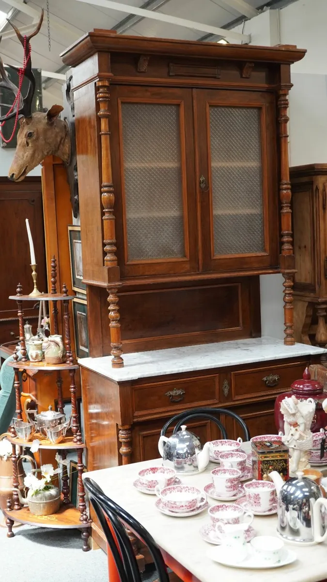 🇪🇸 Antique Spanish Kitchen Cabinet with Marble T - Image 2