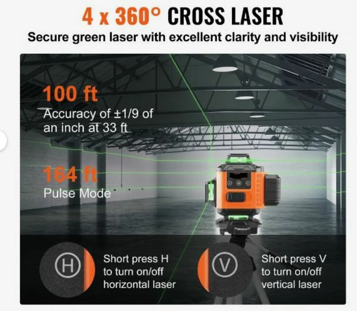 Laser Level 100ft Green Cross Line Self - Image 2