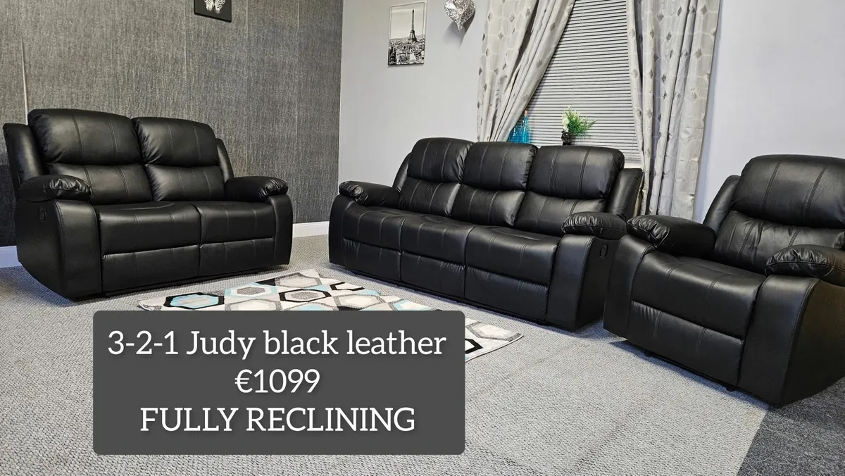 Fully Reclining Judy Living Room Sofa Sets - Black - Image 2