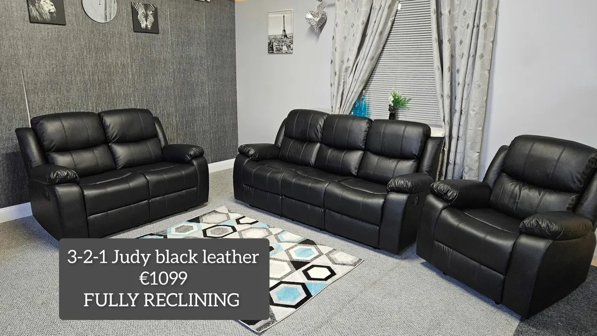 Fully Reclining Judy Living Room Sofa Sets - Black - Image 3