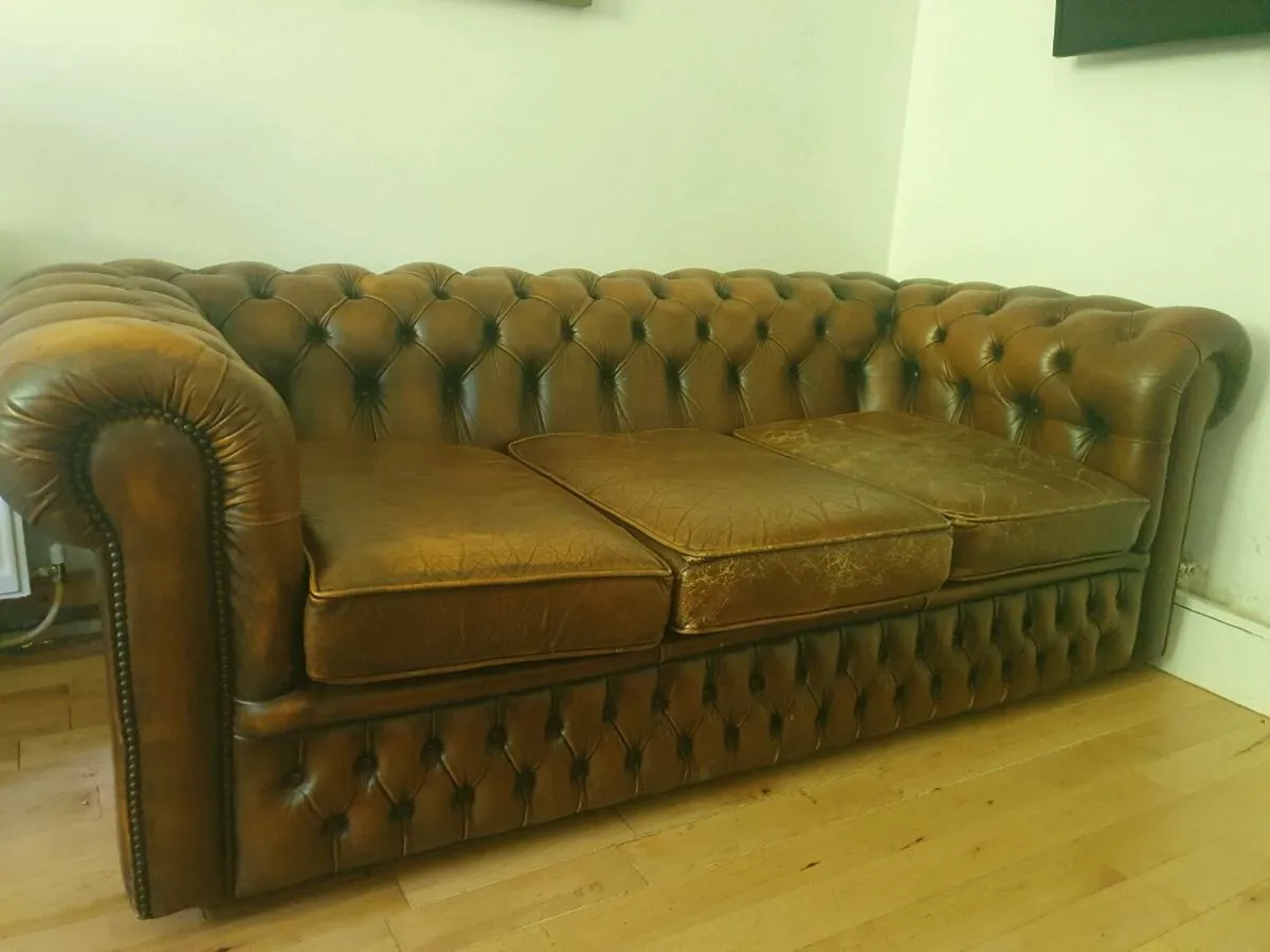 Antique chesterfield in rare cigar brown - Image 2