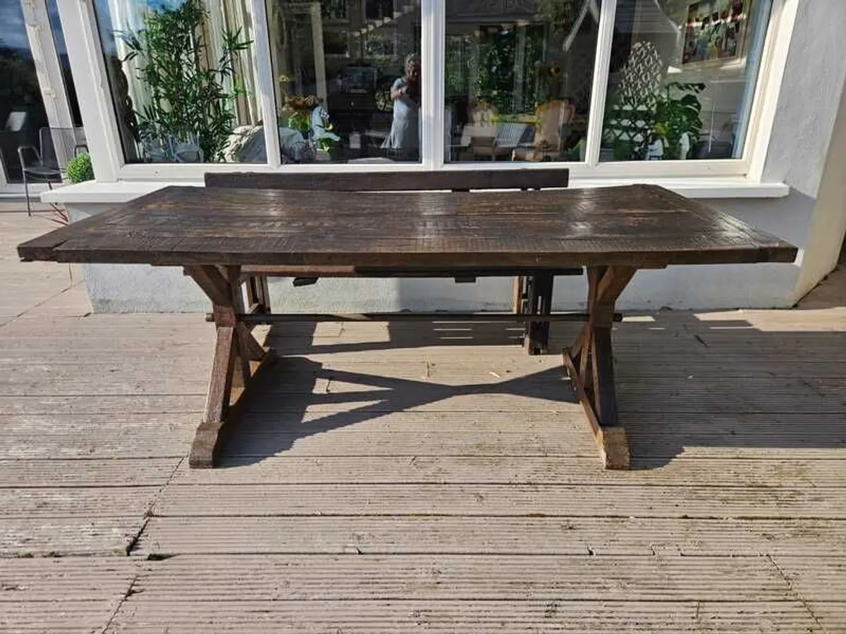 Solid Dark Oak Dining Table - Image 2