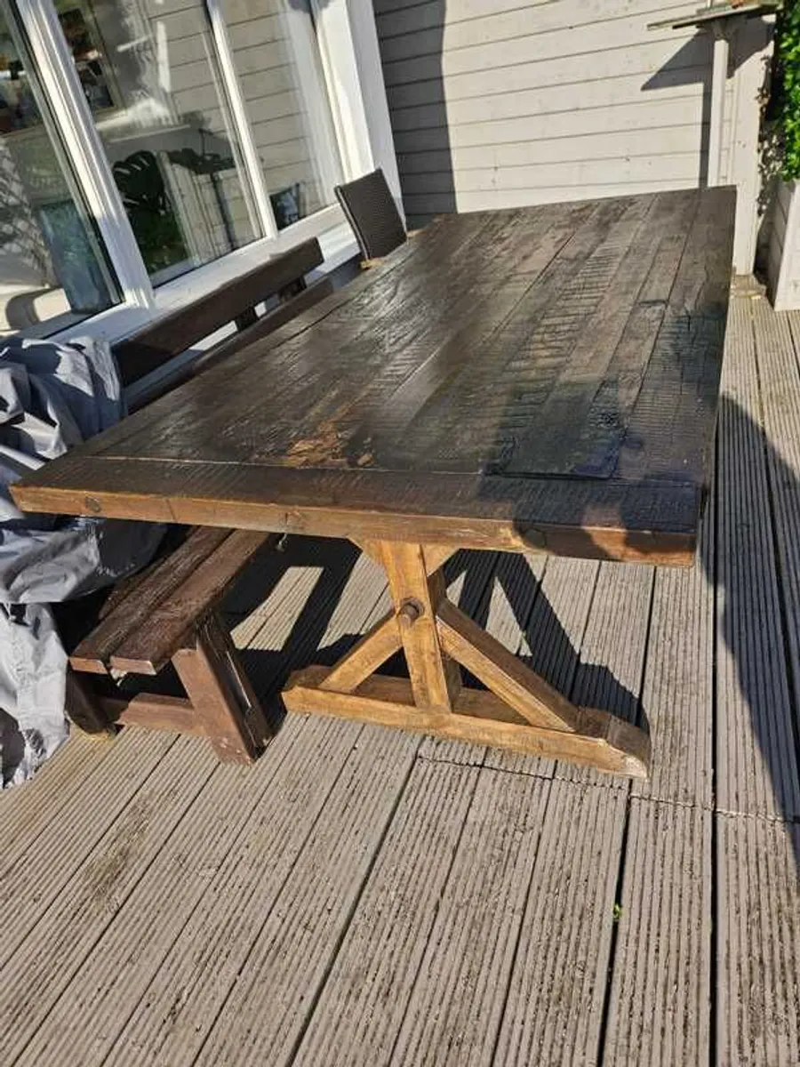 Solid Dark Oak Dining Table - Image 3
