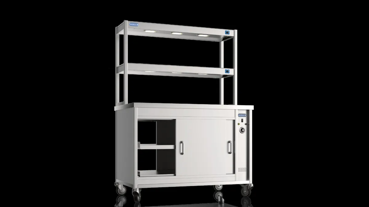 1200mm pass through hot cupboard & 2 tier gantry