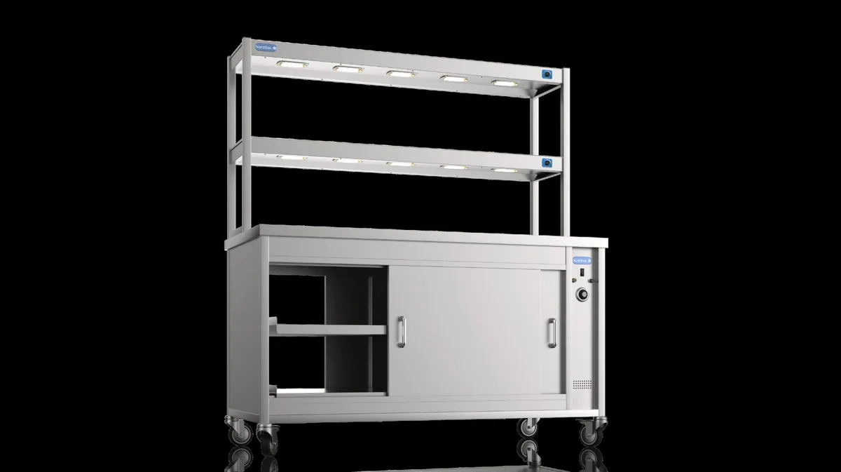 1500mm pass through hot cupboard & 2 tier gantry