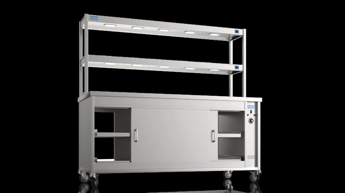 1800mm pass through hot cupboard & 2 tier gantry