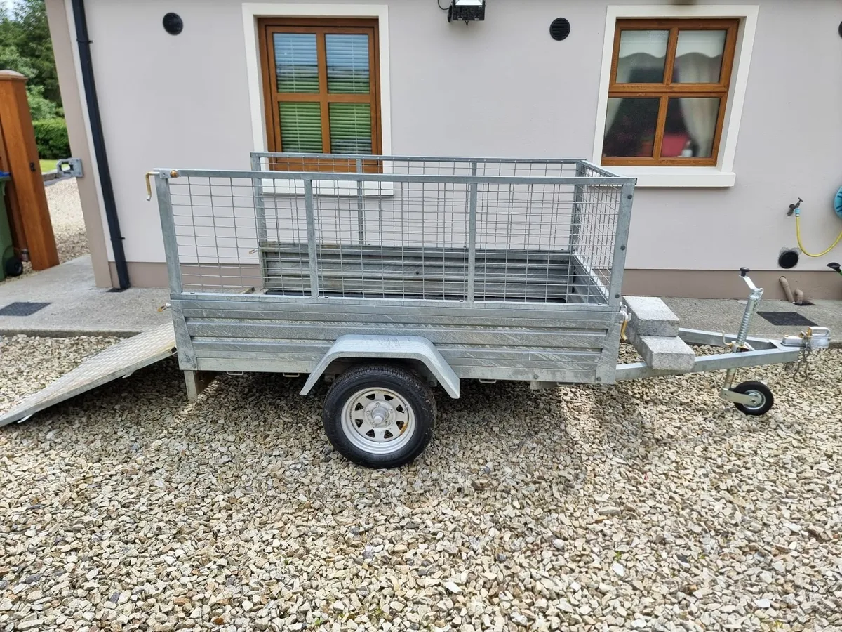 Car Trailer (7' X 4') with Cage & Ramp - Image 1
