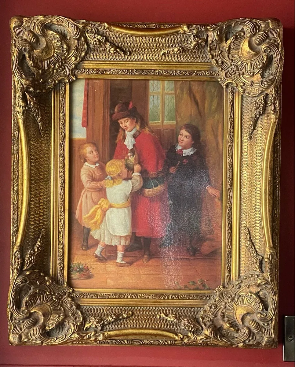 Antique Baroque style paintings in gold frames - Image 1