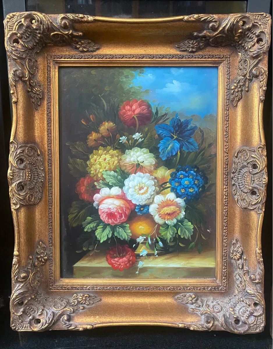 Antique Baroque style paintings in gold frames - Image 3