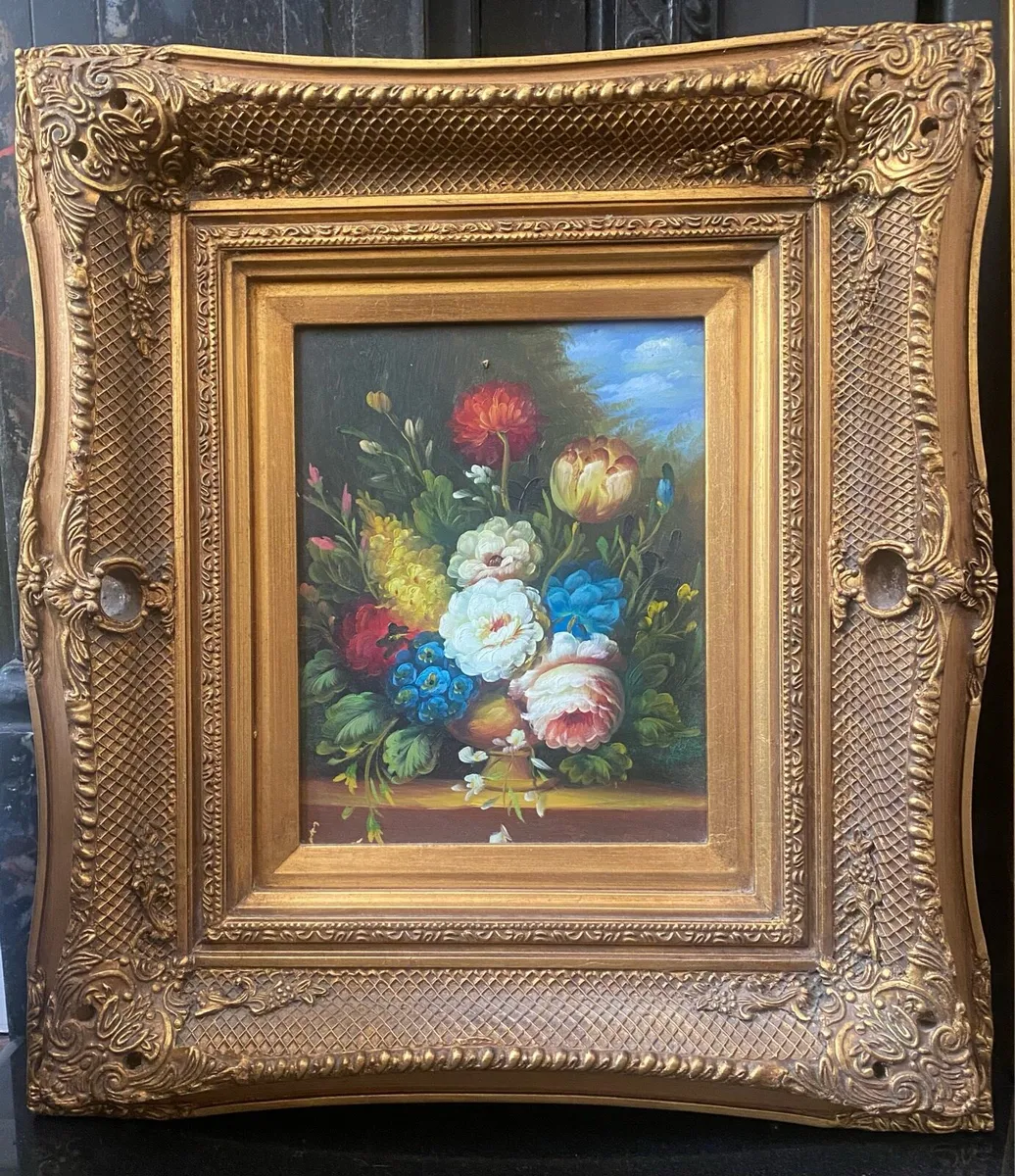 Antique Baroque style paintings in gold frames - Image 4