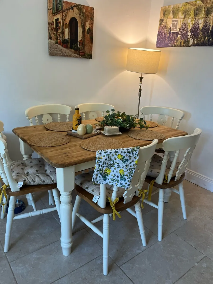 Farmhouse table and chairs - Image 1