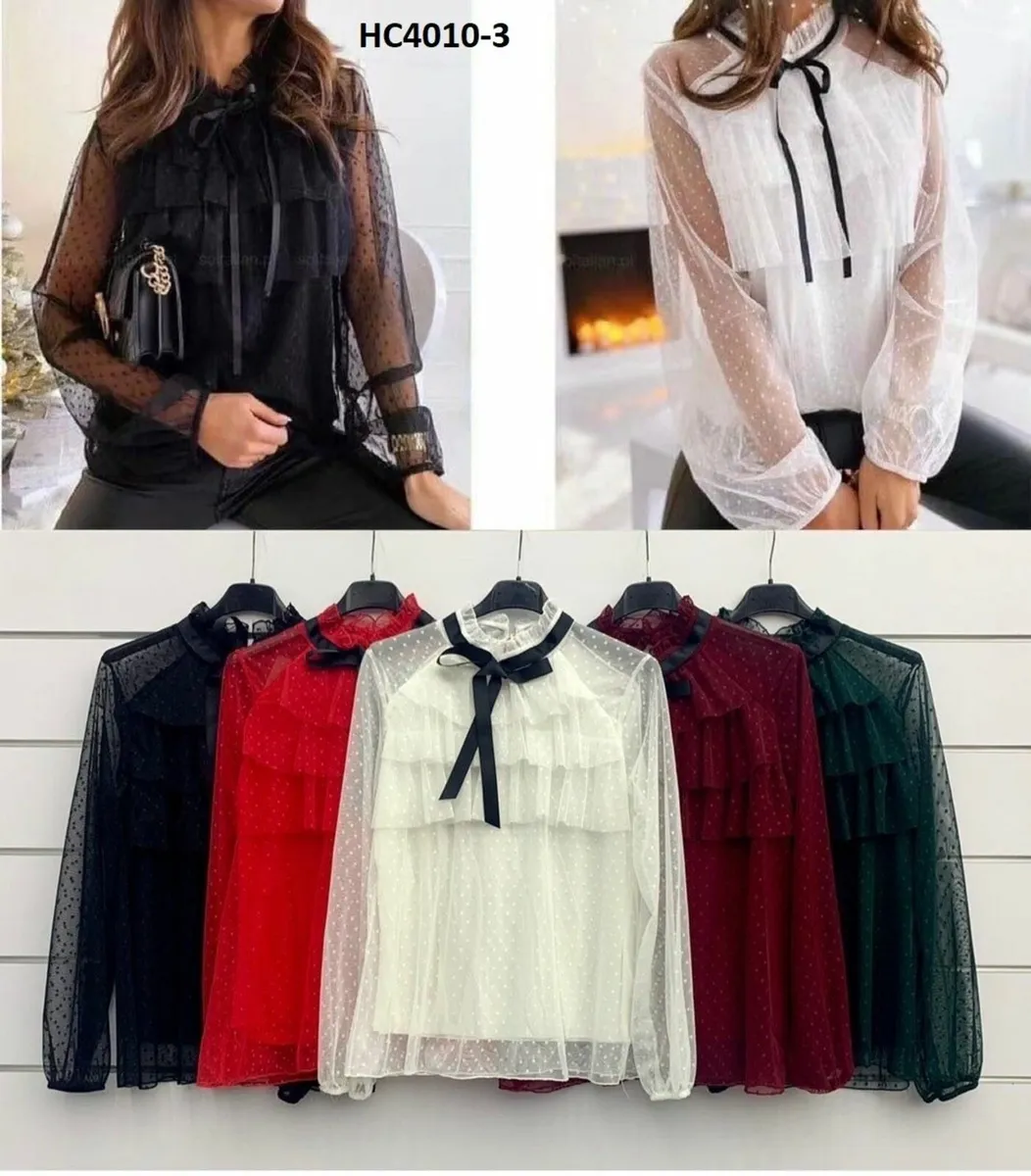 Lace blouse with a bow at the neck - Image 2