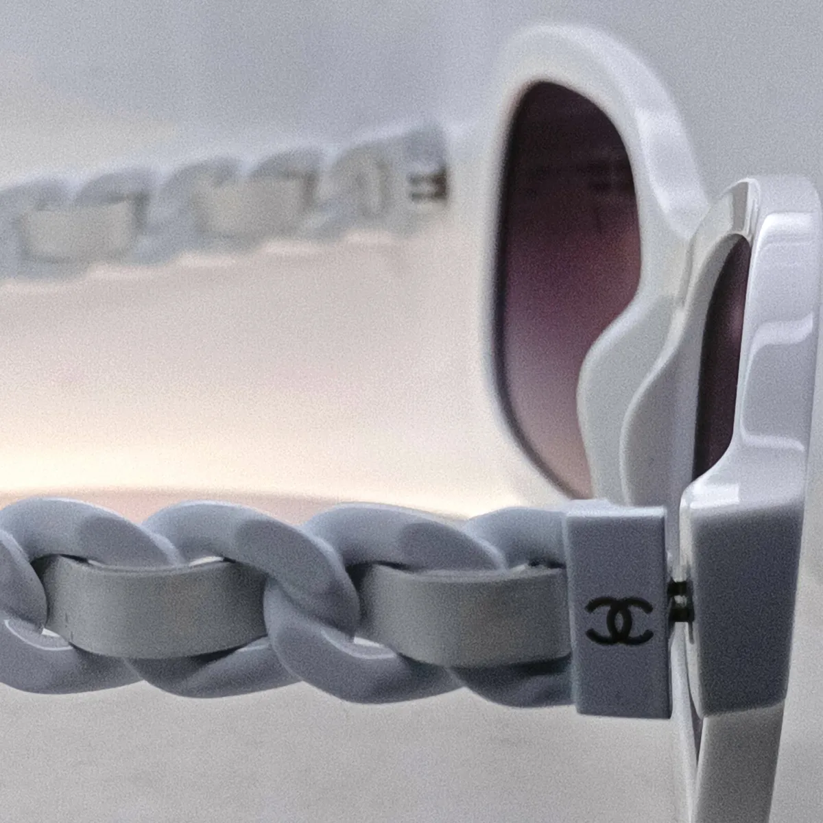Chanel Sunglasses White Frames,Woven Arms - Image 3