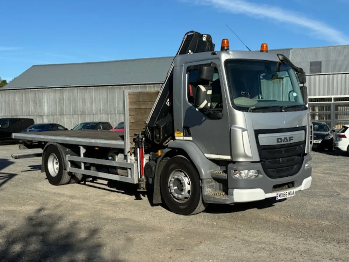 2017 DAF LF-220 18 TON FLAT WITH HIAB XS-122 CRANE - Image 1