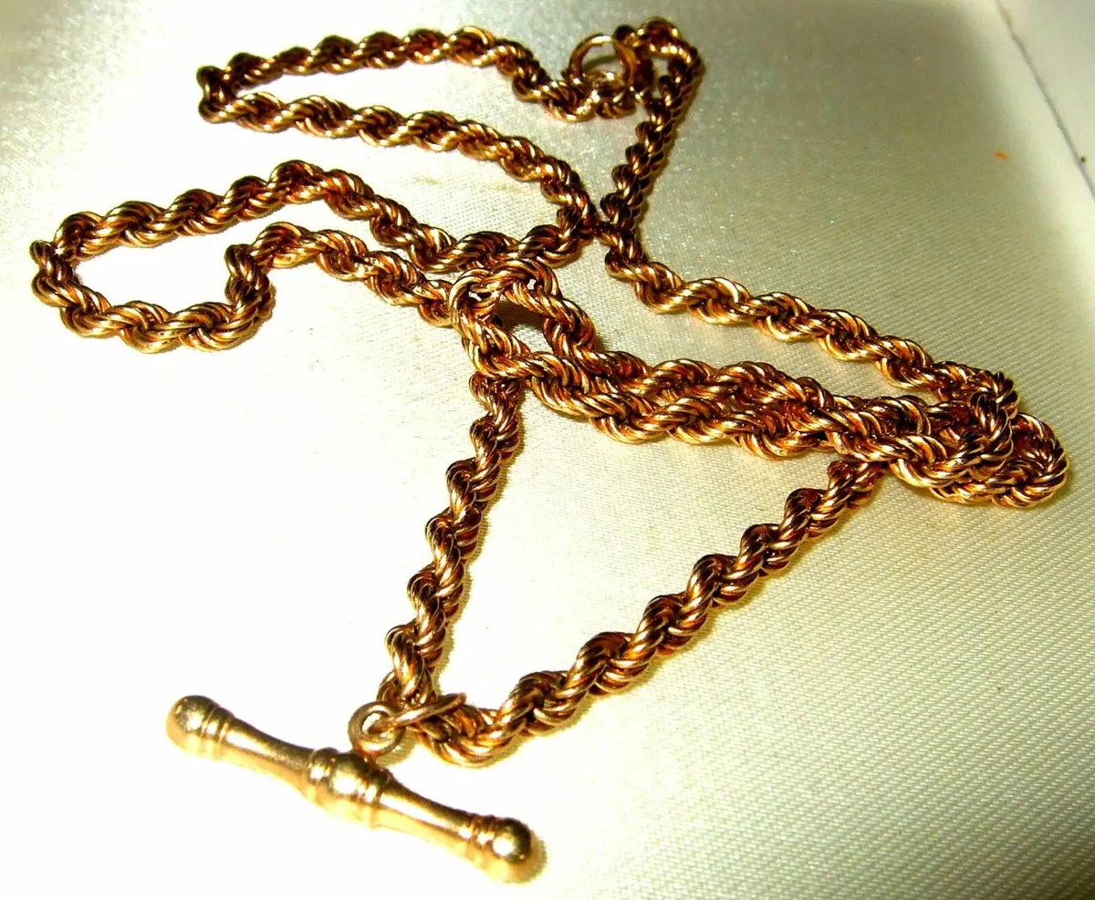 Vintage 9ct Gold Hallmarked Albert Rope Chain - Image 4