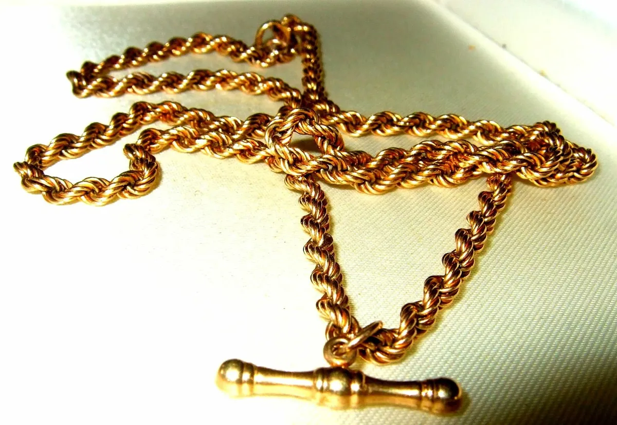 Vintage 9ct Gold Hallmarked Albert Rope Chain - Image 1