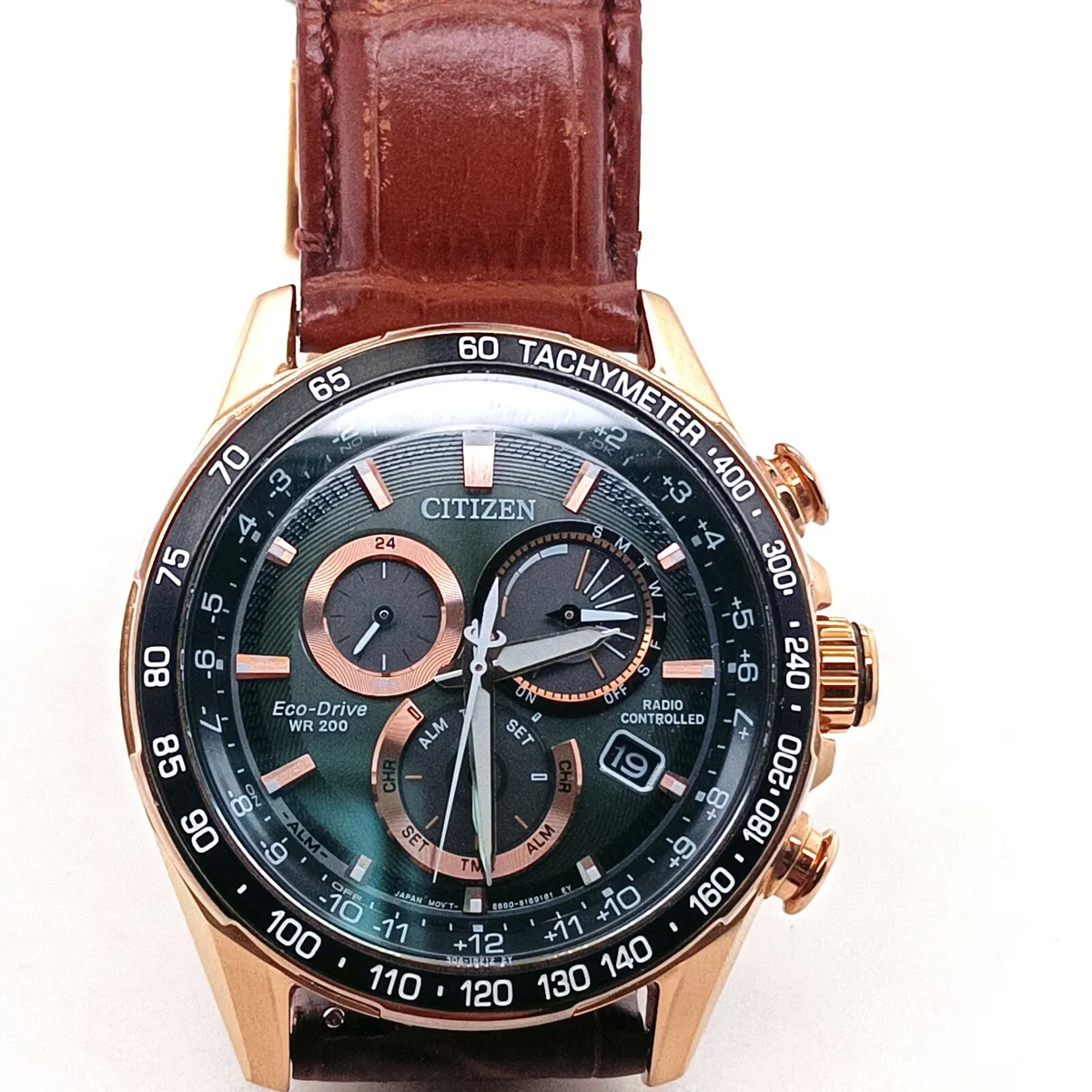 Citizen Eco drive  WR 200 , Brown Leather Strap - Image 1