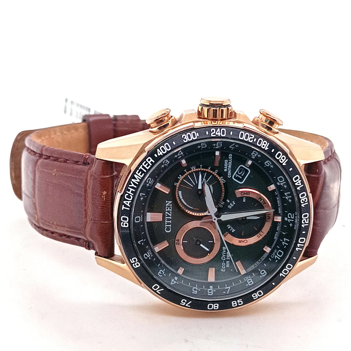 Citizen Eco drive  WR 200 , Brown Leather Strap - Image 2